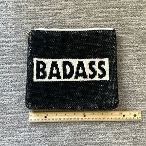 Badass Black & White Cotton Zip Pouch - Women Bags